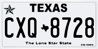 TX license plate CXQ8728