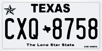 TX license plate CXQ8758
