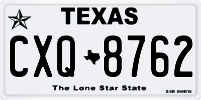 TX license plate CXQ8762
