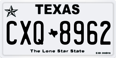 TX license plate CXQ8962