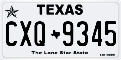 TX license plate CXQ9345