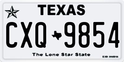 TX license plate CXQ9854