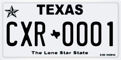 TX license plate CXR0001