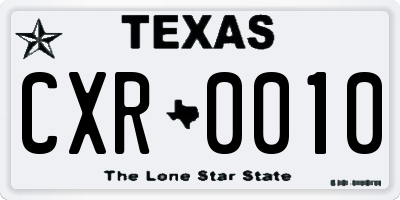 TX license plate CXR0010