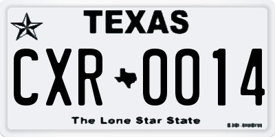 TX license plate CXR0014