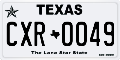 TX license plate CXR0049