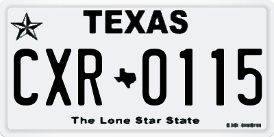 TX license plate CXR0115