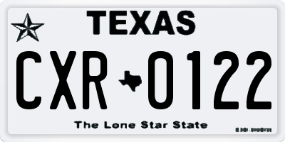 TX license plate CXR0122