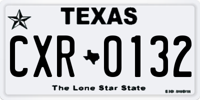 TX license plate CXR0132