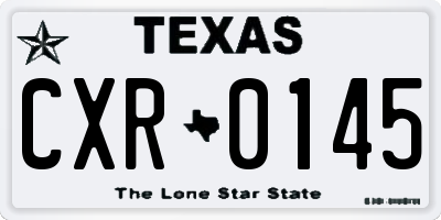 TX license plate CXR0145