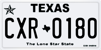 TX license plate CXR0180