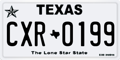 TX license plate CXR0199