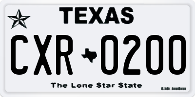 TX license plate CXR0200