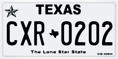 TX license plate CXR0202