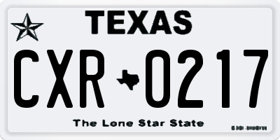 TX license plate CXR0217