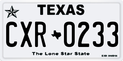 TX license plate CXR0233