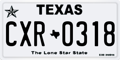 TX license plate CXR0318