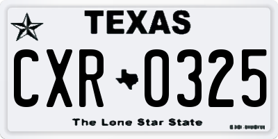 TX license plate CXR0325