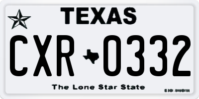 TX license plate CXR0332