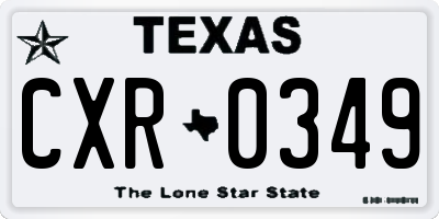 TX license plate CXR0349