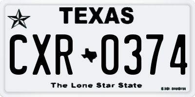 TX license plate CXR0374