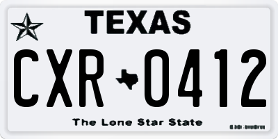TX license plate CXR0412