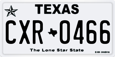 TX license plate CXR0466