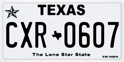 TX license plate CXR0607