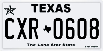 TX license plate CXR0608