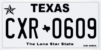 TX license plate CXR0609