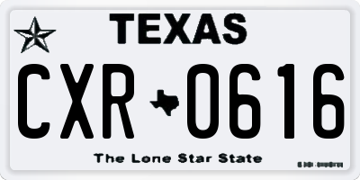 TX license plate CXR0616