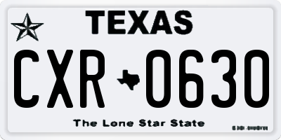 TX license plate CXR0630