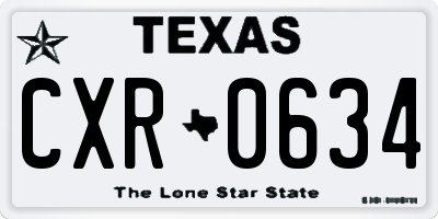 TX license plate CXR0634