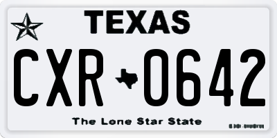 TX license plate CXR0642