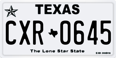 TX license plate CXR0645