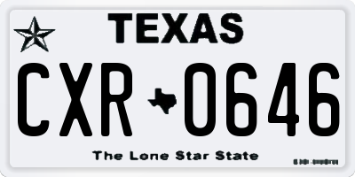TX license plate CXR0646