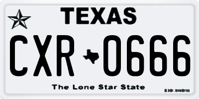 TX license plate CXR0666
