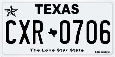 TX license plate CXR0706