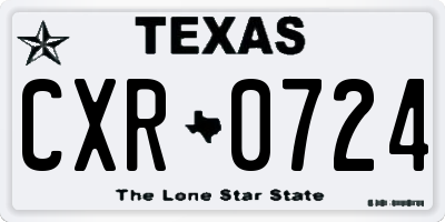 TX license plate CXR0724
