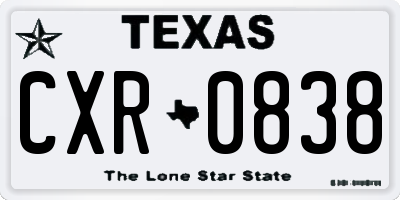 TX license plate CXR0838