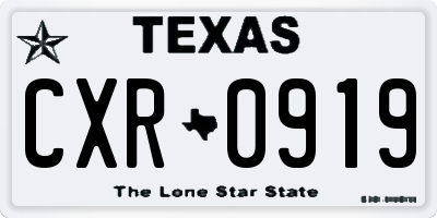TX license plate CXR0919