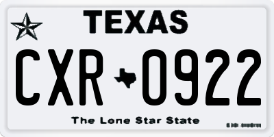 TX license plate CXR0922