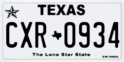 TX license plate CXR0934