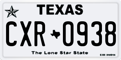 TX license plate CXR0938