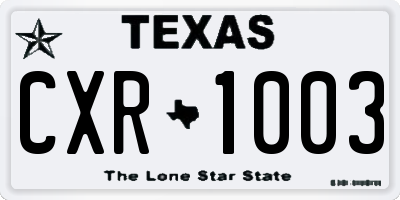 TX license plate CXR1003
