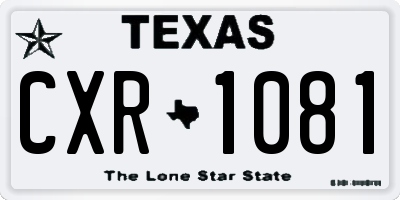 TX license plate CXR1081