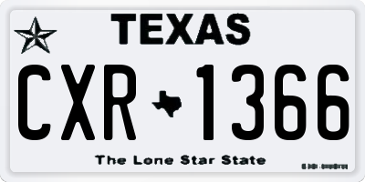 TX license plate CXR1366