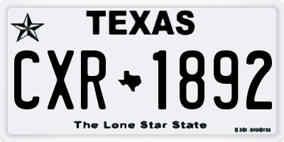 TX license plate CXR1892