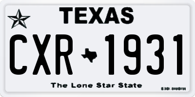 TX license plate CXR1931