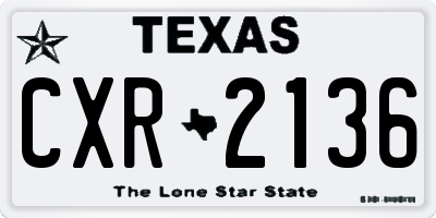 TX license plate CXR2136